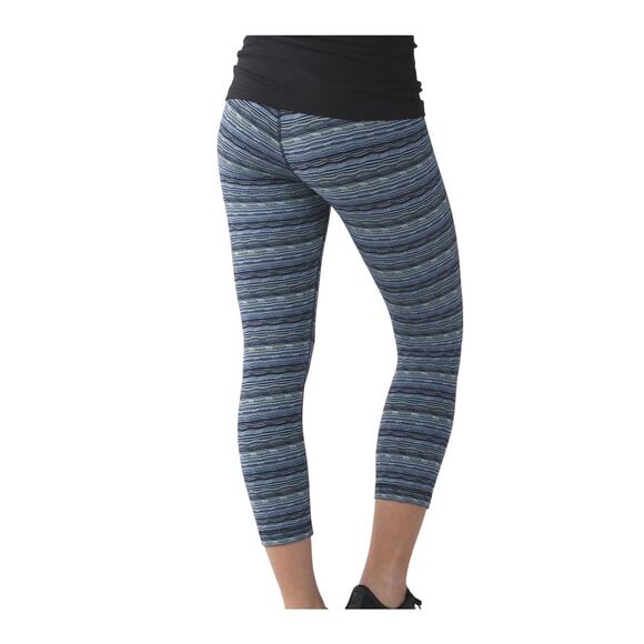 lululemon athletica Pants - A5 Auth LULULEMON Wunder Under Crop III Blue Striped Capri Pants Size 4